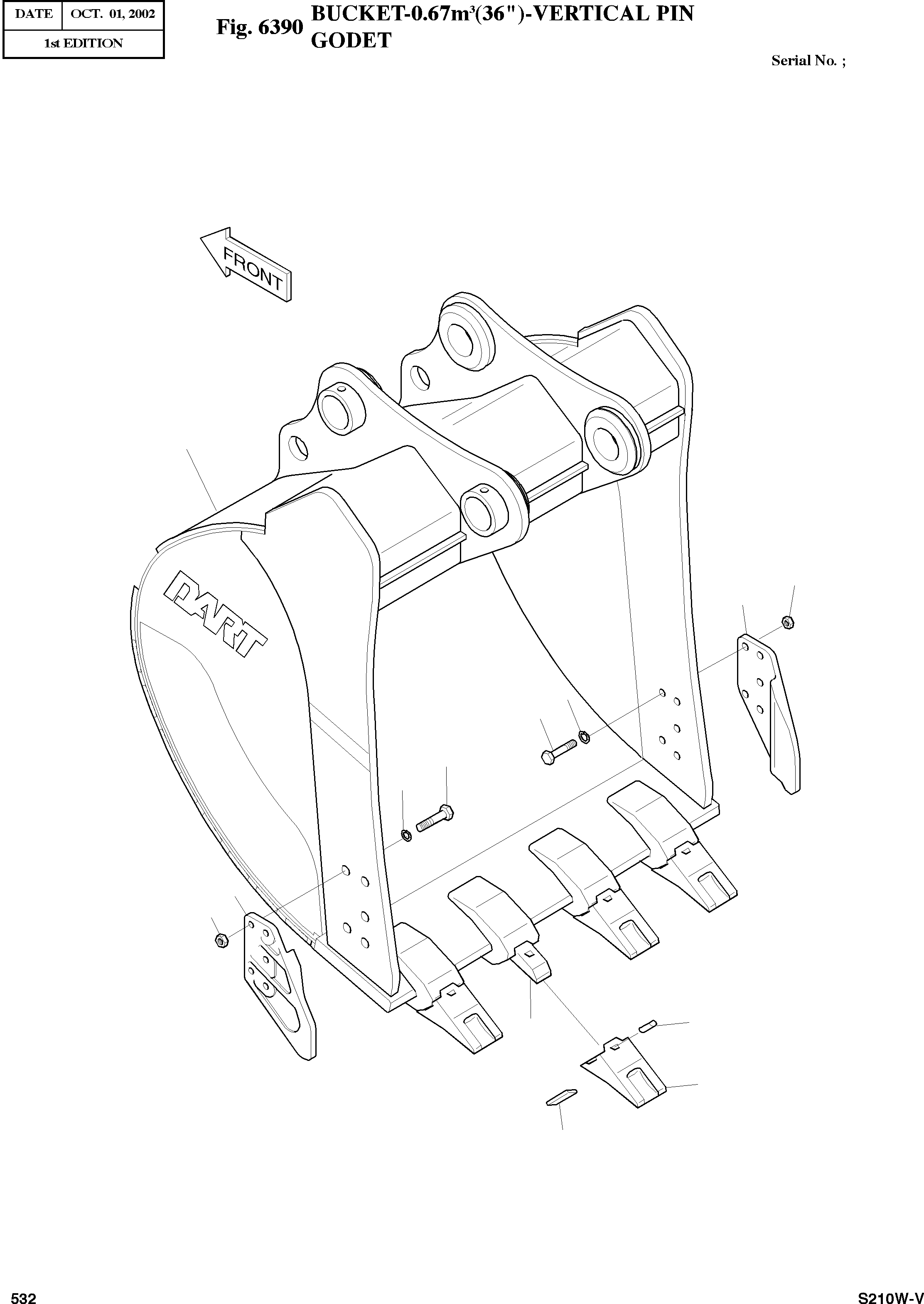 Other: DOOSAN-DAEWOO / SOLAR 210W-V(S210w-v) / BUCKET-0.67§©(36")-VERTICAL PIN(6390 : 6390)