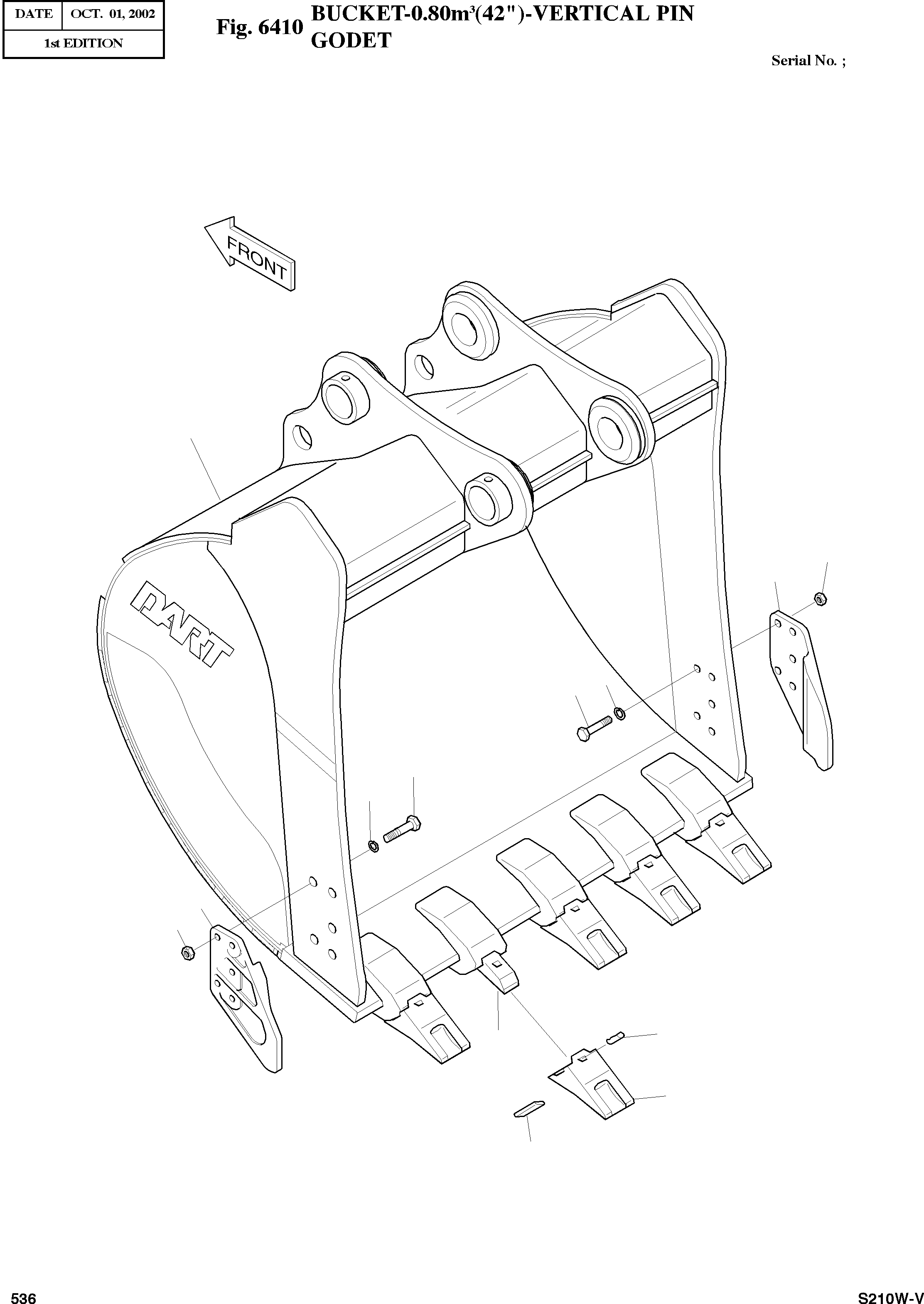 Other: DOOSAN-DAEWOO / SOLAR 210W-V(S210w-v) / BUCKET-0.80§©(42")-VERTICAL PIN(6410 : 6410)