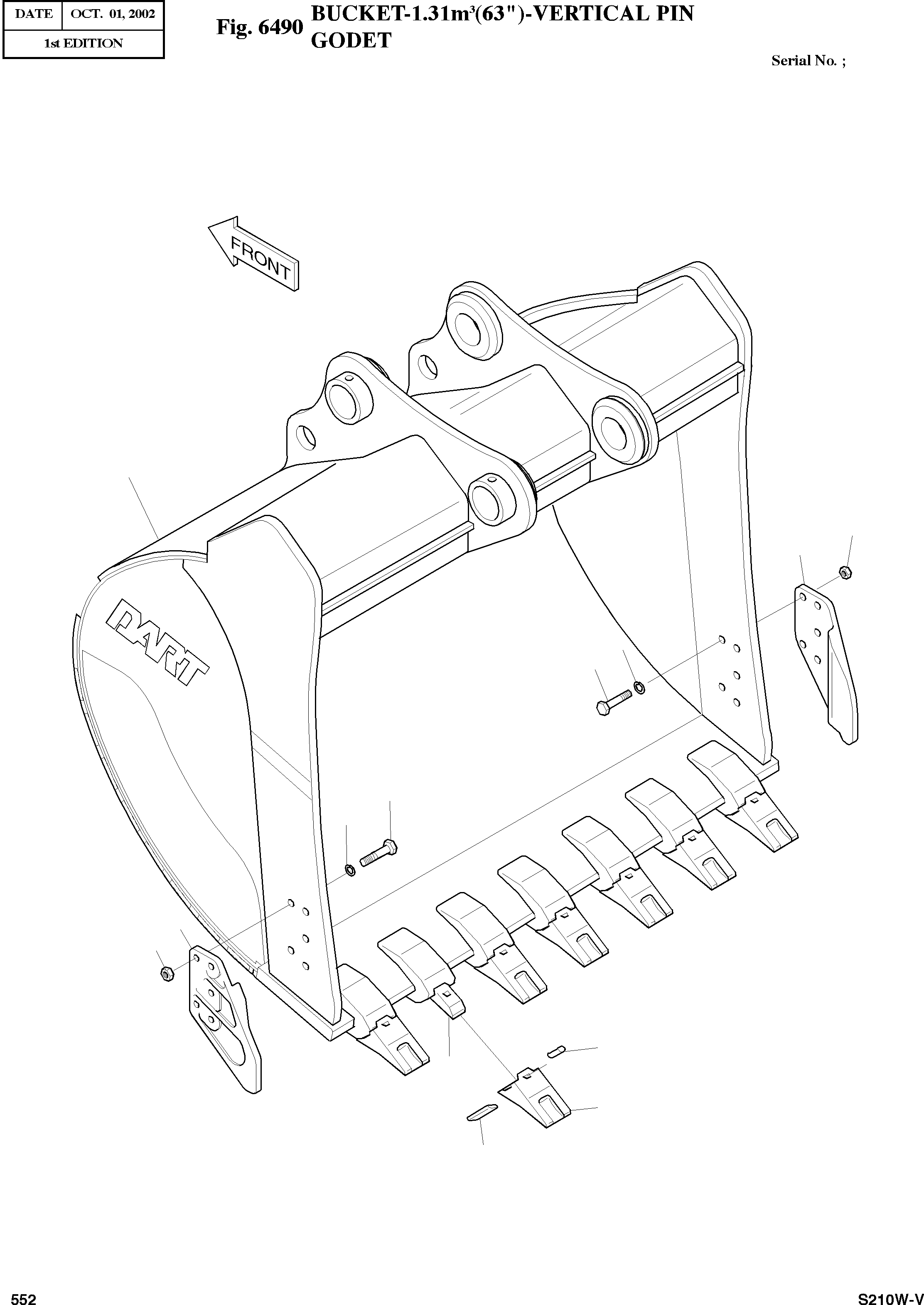 Other: DOOSAN-DAEWOO / SOLAR 210W-V(S210w-v) / BUCKET-1.31§©(63")-VERTICAL PIN(6490 : 6490)