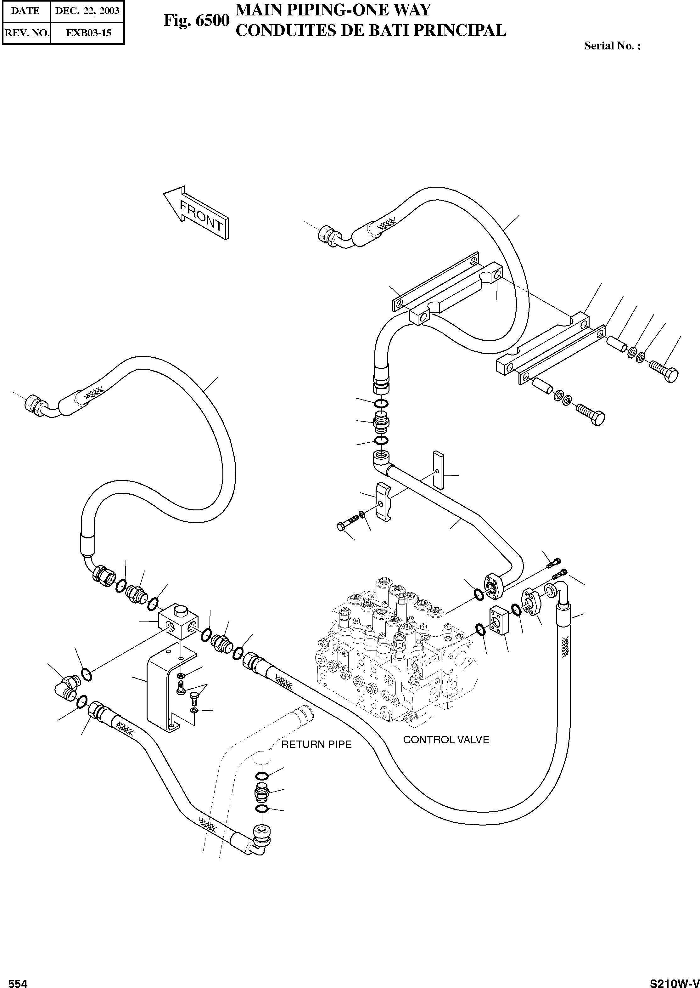 Other: DOOSAN-DAEWOO / SOLAR 210W-V(S210w-v) / MAIN PIPING-ONE WAY(6500 : 6500)