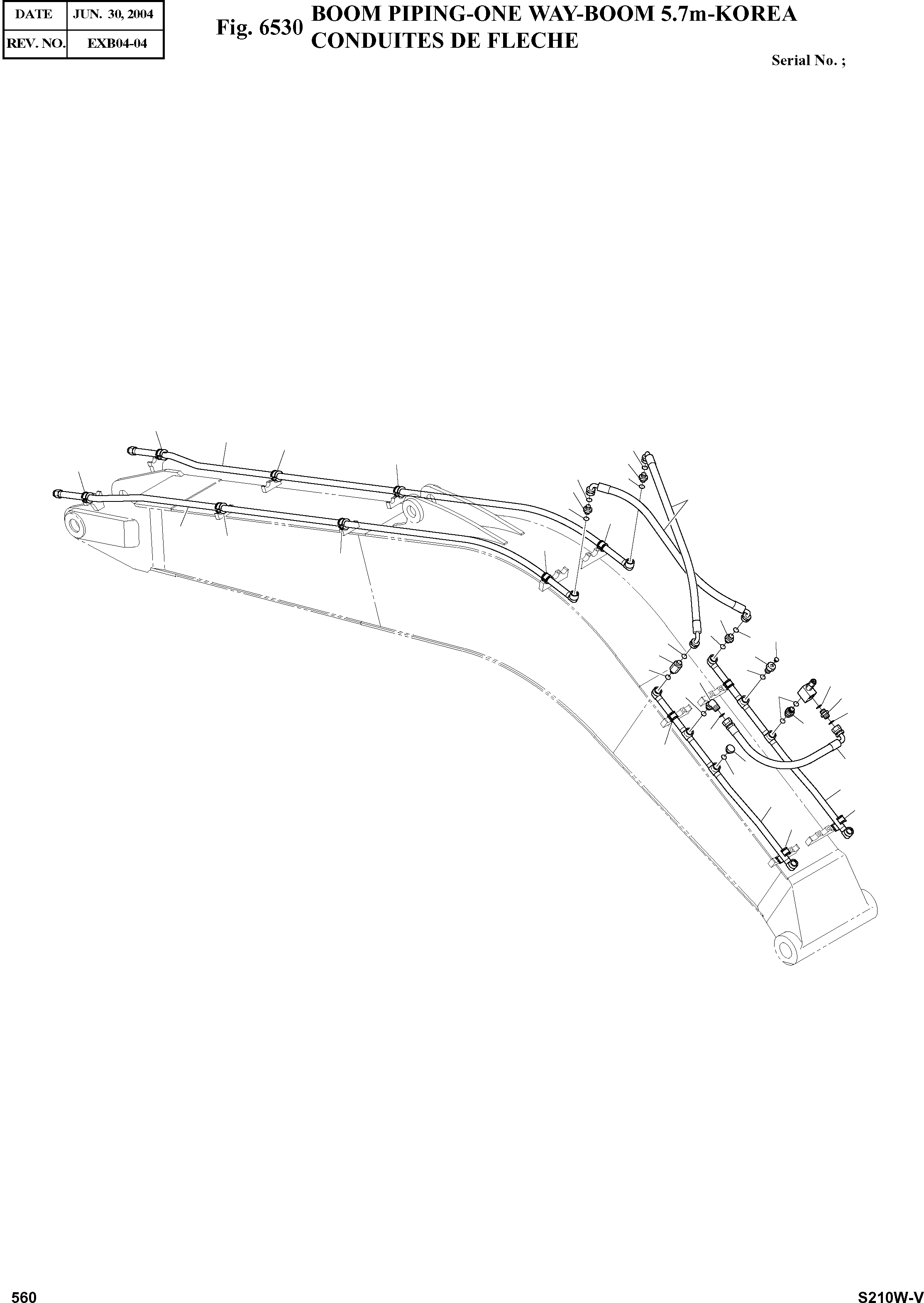 Other: DOOSAN-DAEWOO / SOLAR 210W-V(S210w-v) / BOOM PIPING-ONE WAY-BOOM 5.7m-KOREA(6530 : 6530)