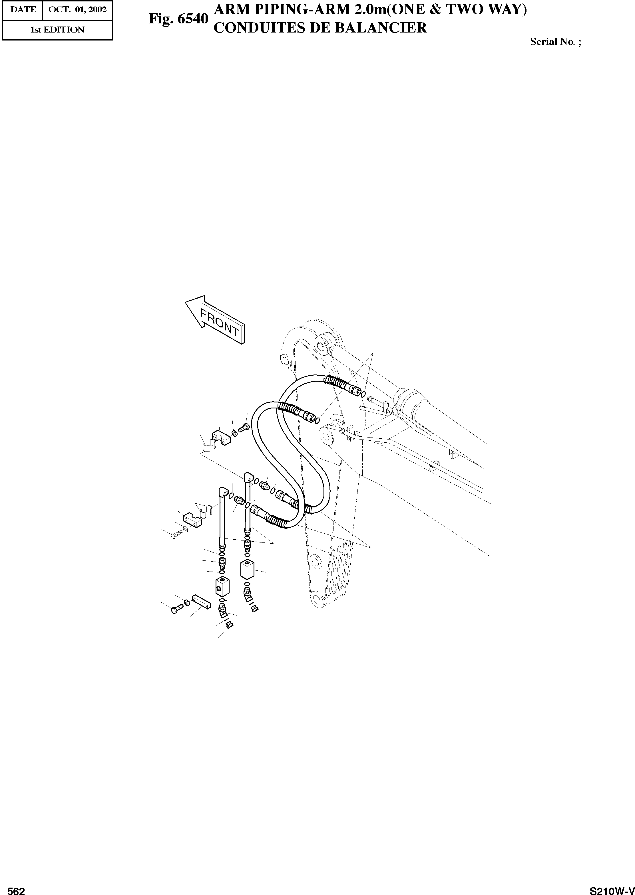 Other: DOOSAN-DAEWOO / SOLAR 210W-V(S210w-v) / ARM PIPING-ARM 2.0m(ONE & TWO WAY)(6540 : 6540)