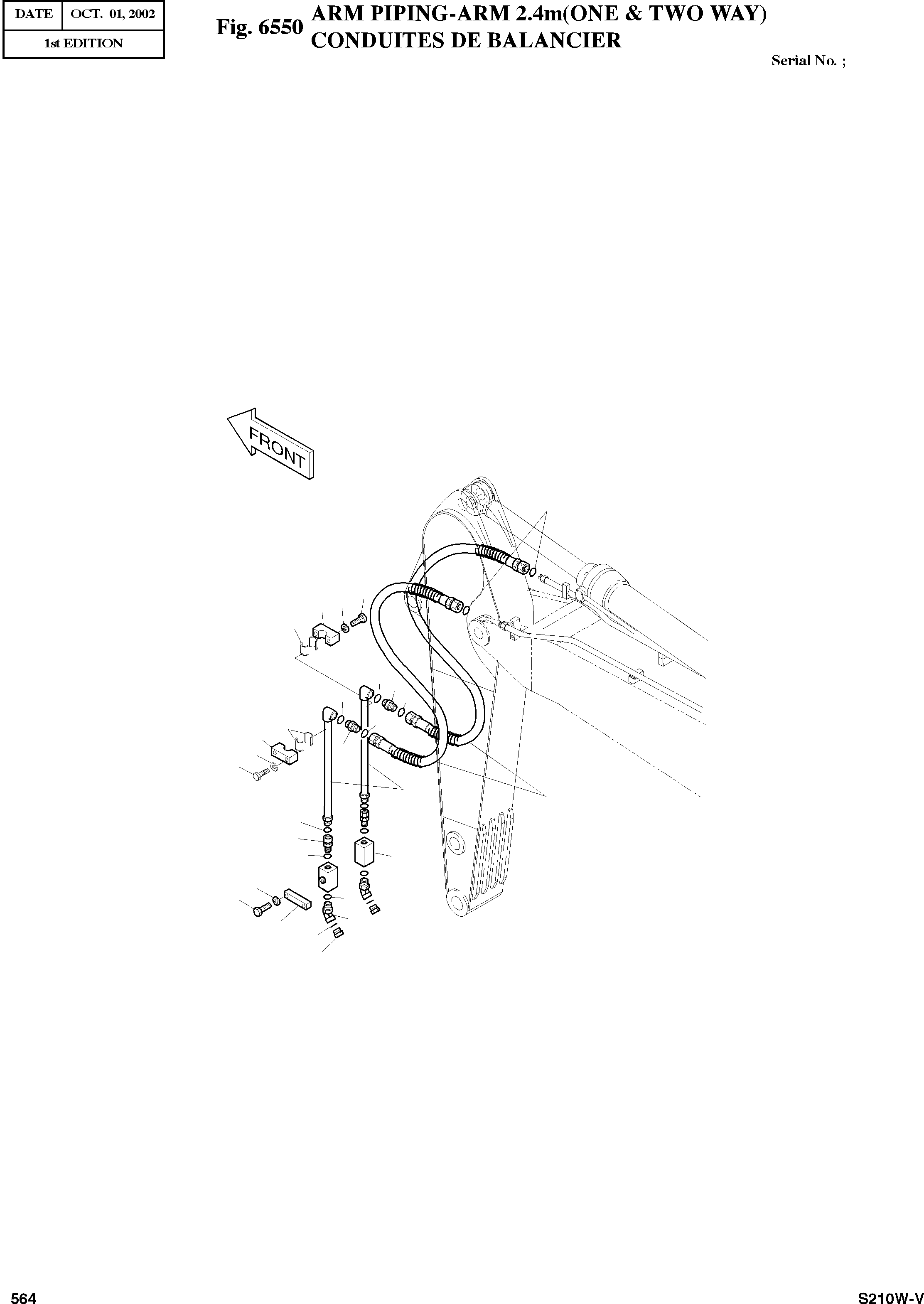 Other: DOOSAN-DAEWOO / SOLAR 210W-V(S210w-v) / ARM PIPING-ARM 2.4m(ONE & TWO WAY)(6550 : 6550)