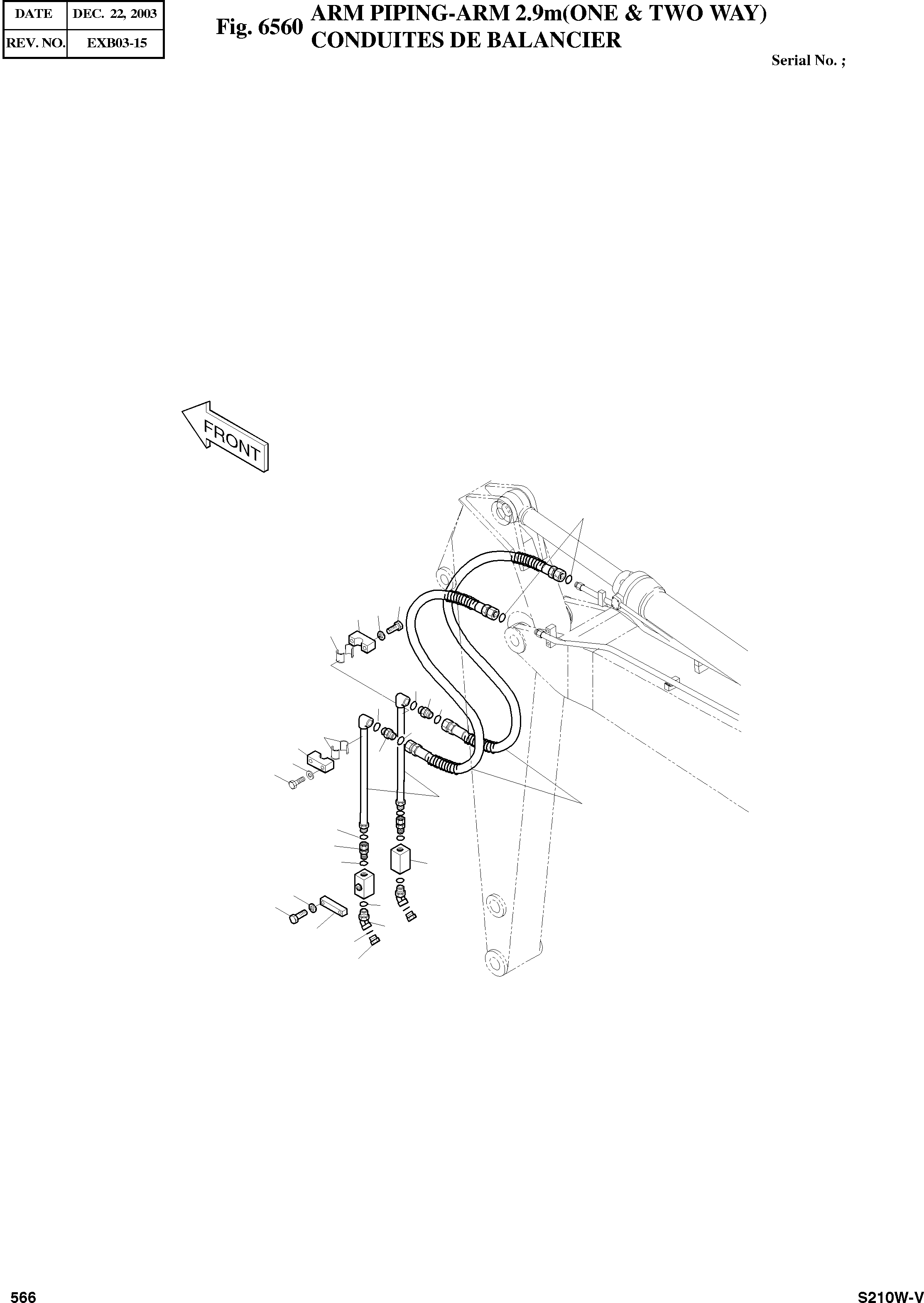 Other: DOOSAN-DAEWOO / SOLAR 210W-V(S210w-v) / ARM PIPING-ARM 2.9m(ONE & TWO WAY)(6560 : 6560)