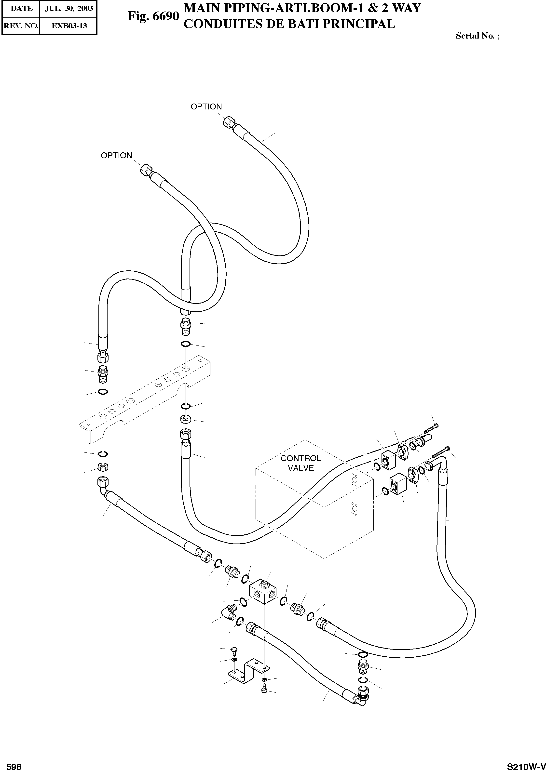 Other: DOOSAN-DAEWOO / SOLAR 210W-V(S210w-v) / MAIN PIPING-ARTI.BOOM-1 & 2 WAY(6690 : 6690)