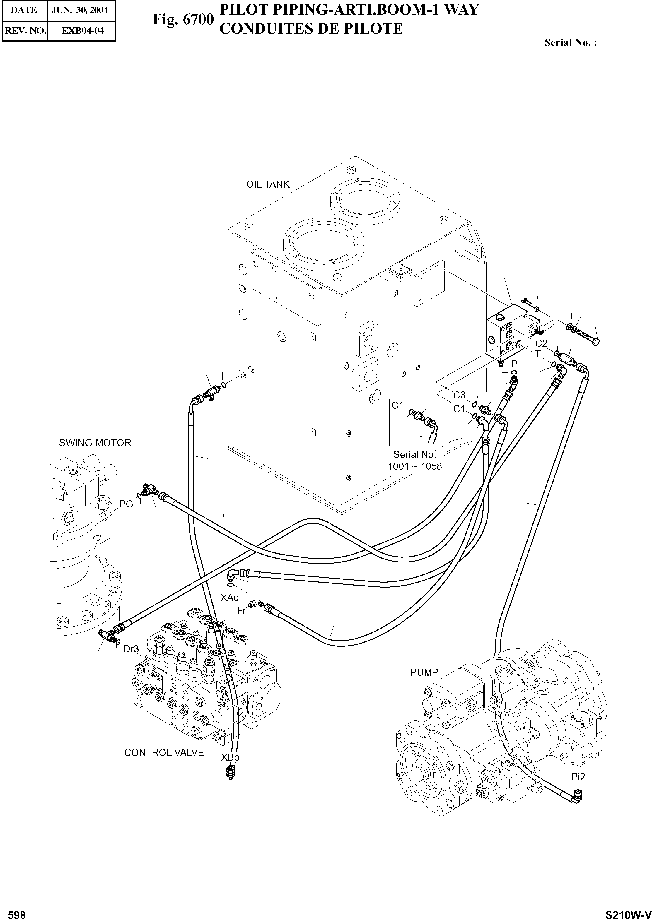 Other: DOOSAN-DAEWOO / SOLAR 210W-V(S210w-v) / PILOT PIPING-ARTI.BOOM-1 WAY(6700 : 6700)