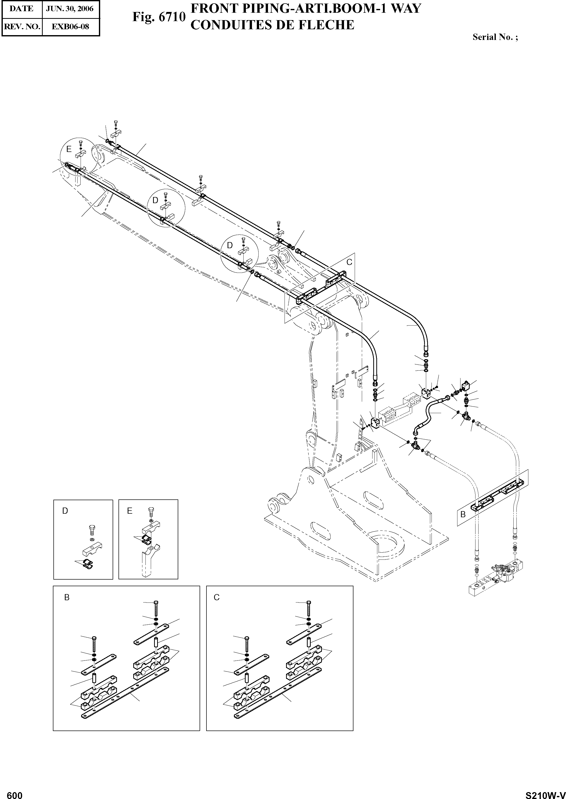 Other: DOOSAN-DAEWOO / SOLAR 210W-V(S210w-v) / FRONT PIPING-ARTI.BOOM-1 WAY(6710 : 6710)