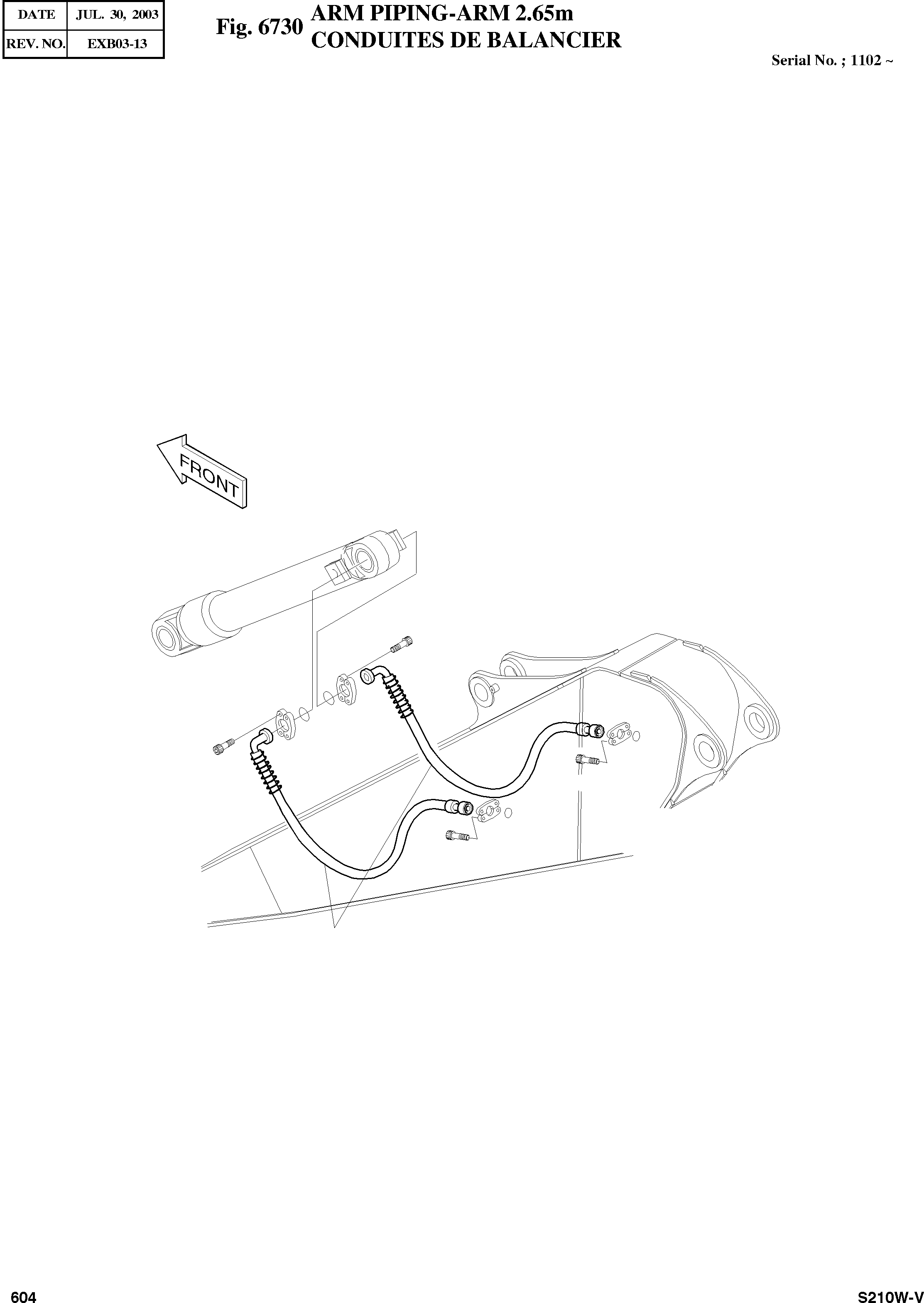 Other: DOOSAN-DAEWOO / SOLAR 210W-V(S210w-v) / ARM PIPING-ARM 2.65m(6730 : 6730)