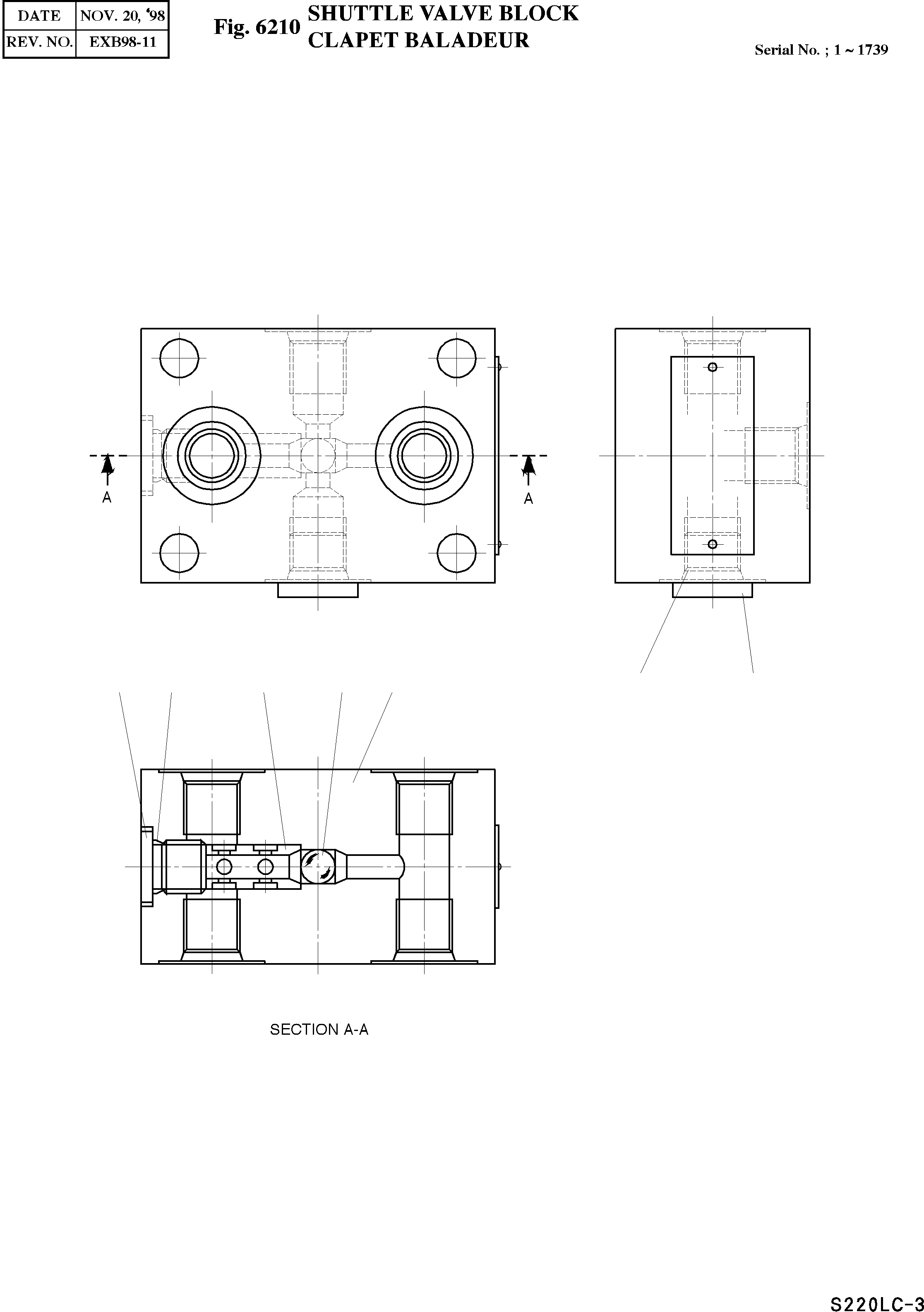 Other: DOOSAN-DAEWOO / SOLAR 220LC-III(S220lc-3) / SHUTTLE VALVE BLOCK(6210 : 6210)