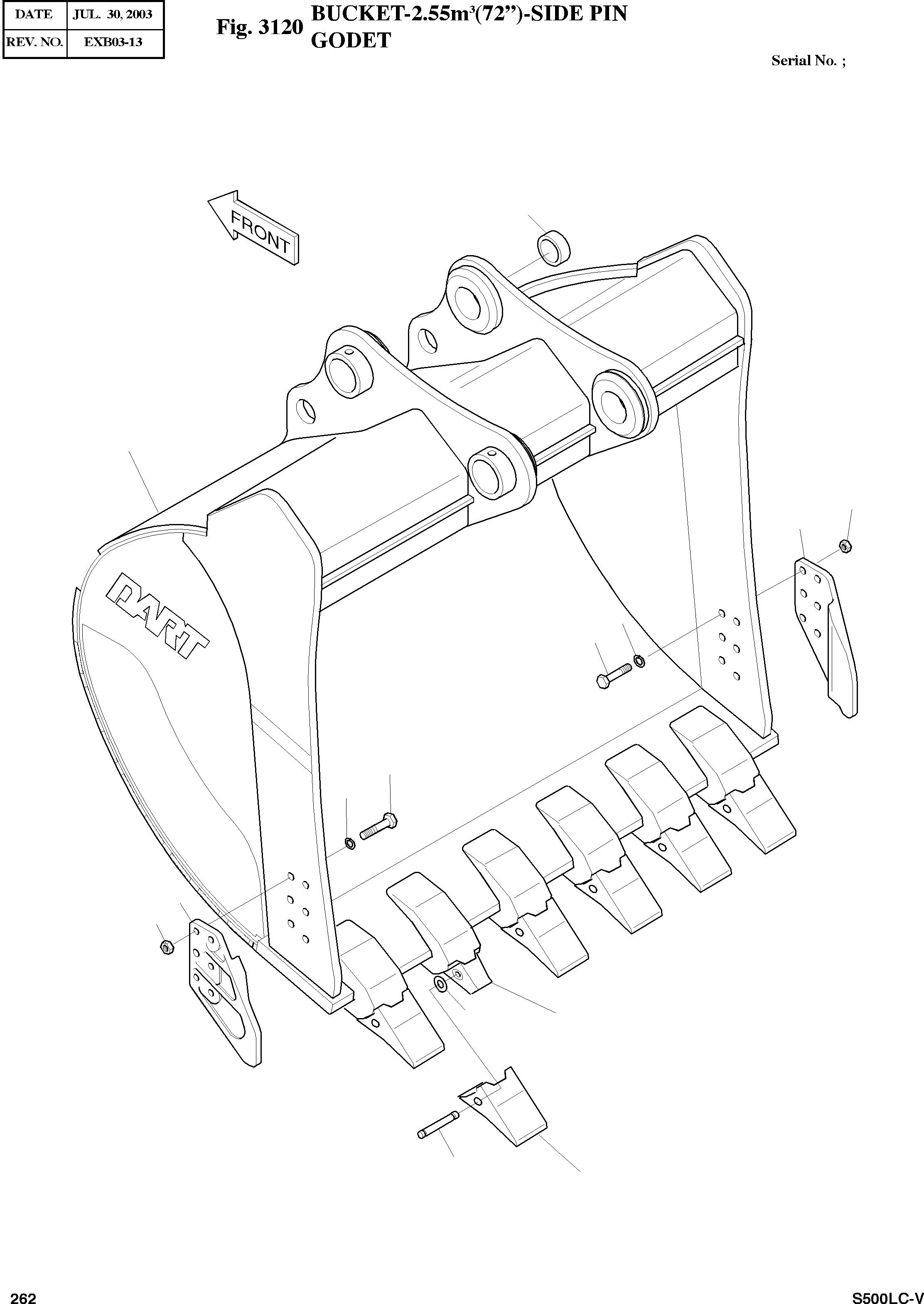 Other: DOOSAN-DAEWOO / SOLAR 500LC-V(S500LC-V) / BUCKET-2.55§©(72")-SIDE PIN(3120 : 3120)