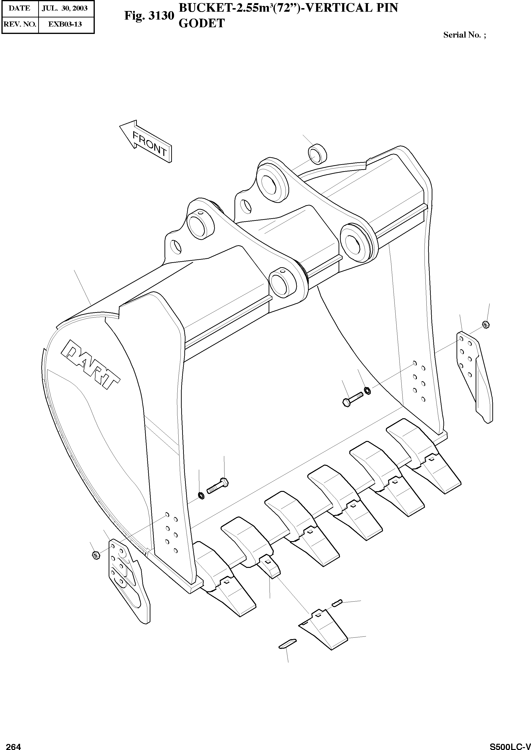 Other: DOOSAN-DAEWOO / SOLAR 500LC-V(S500LC-V) / BUCKET-2.55§©(72")-VERTICAL PIN(3130 : 3130)