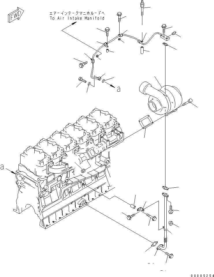 Engines Komatsu / SA6D140E-3 S/N .-UP(SA6D140E) / TURBOCHARGER AND OIL PIPING(030090 : A1530-A4F8)