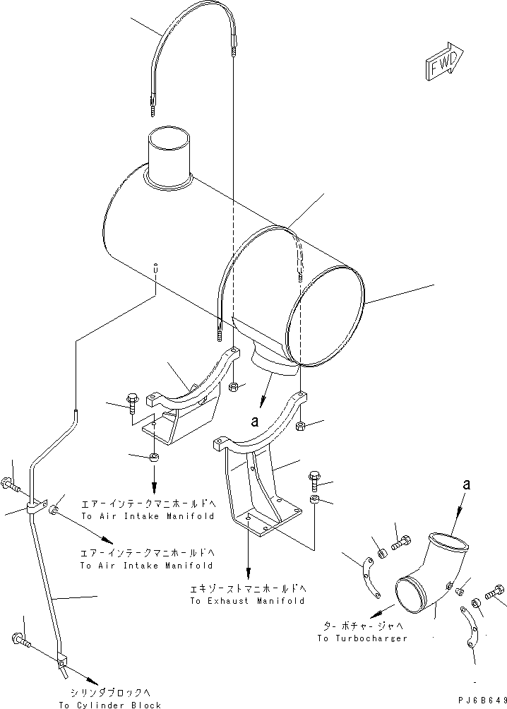 Engines Komatsu / SA6D140E-3 S/N .-UP(SA6D140E) / MUFFLER(030120 : A1610-A4J3)