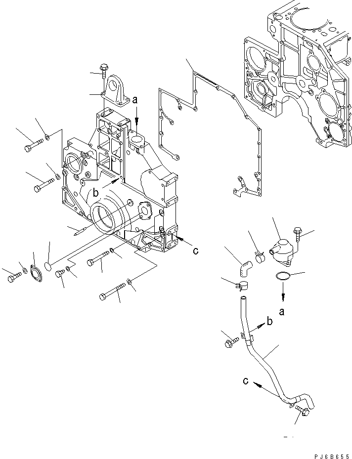 Engines Komatsu / SA6D140E-3 S/N .-UP(SA6D140E) / FRONT COVER MOUNTING AND BREATHER(030160 : A2041-A4F6)