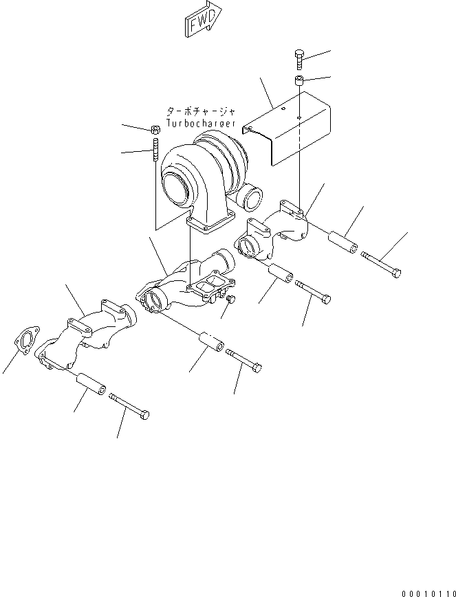 Komatsu parts book diagram for SAA6D125E-3K S/N .-UP: EXHAUST MANIFOLD