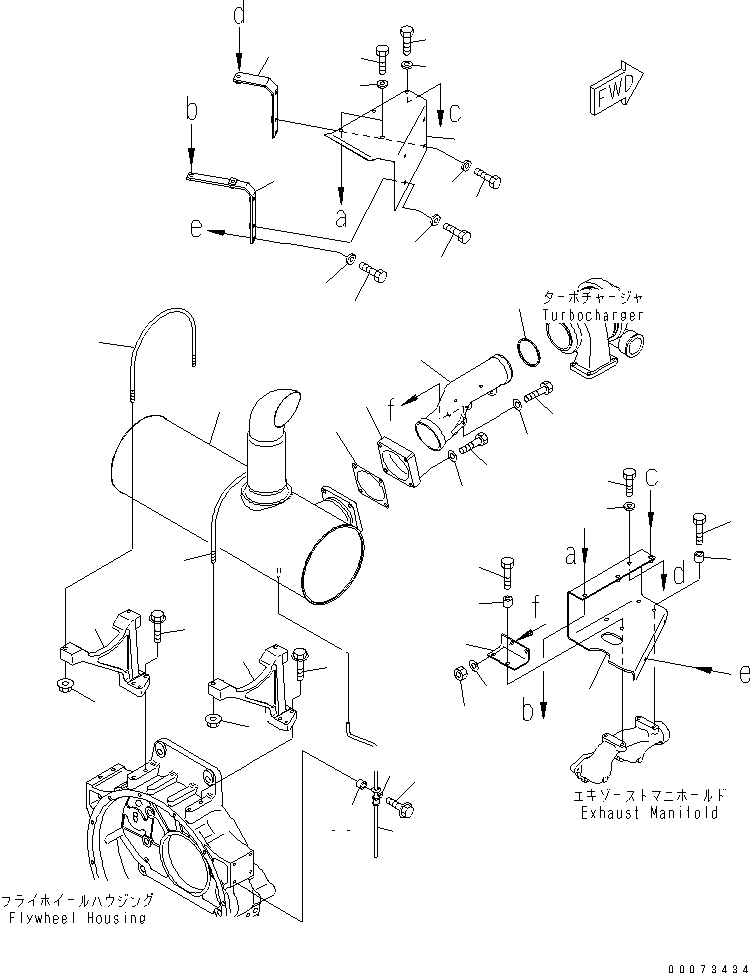 Komatsu parts book diagram for SAA6D125E-3K S/N .-UP: MUFFLER