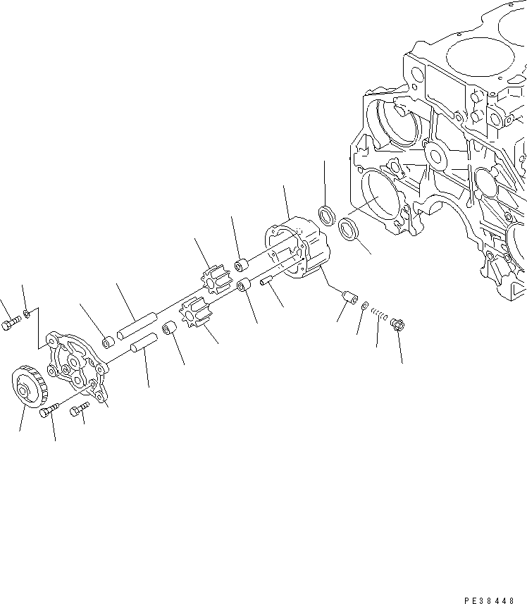 Komatsu parts book diagram for SAA6D125E-3K S/N .-UP: OIL PUMP