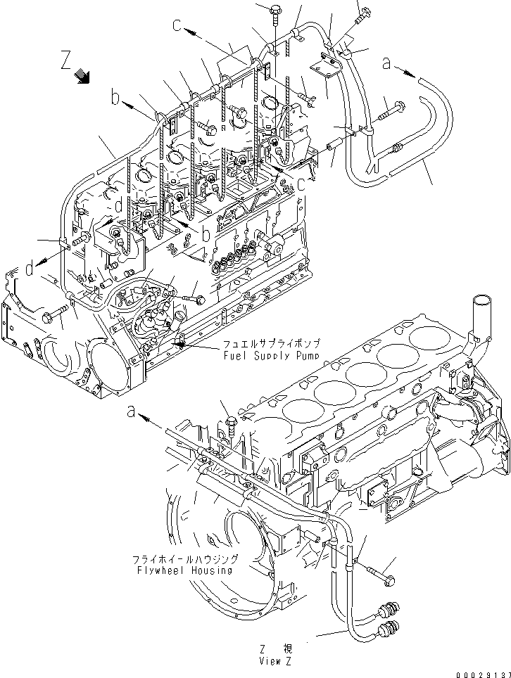 Komatsu parts book diagram for SAA6D125E-3K S/N .-UP: ENGINE WIRING HARNESS (1/2)