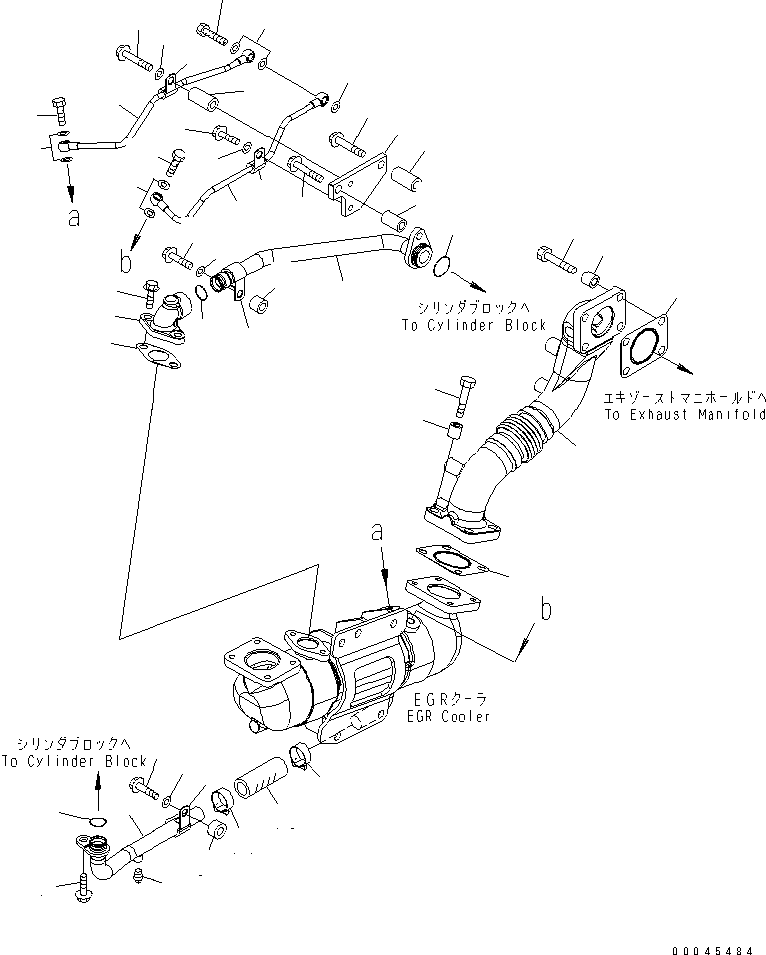 Engines Komatsu / SAA6D125E-5D S/N 560001-UP(SAA6D05E) / EXHAUST GAS RECIRCULATION (2/3) (EGR COOLER PIPING AND AIR VENT) (REGULATION OF EPA 3RD AND EU 3RD)(#560347-566005)(030110 : A1550-B3A1Z)