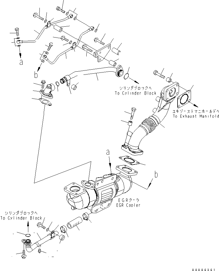 Engines Komatsu / SAA6D125E-5D S/N 560001-UP(SAA6D05E) / EXHAUST GAS RECIRCULATION (2/3) (EGR COOLER PIPING AND AIR VENT) (REGULATION OF EPA 3RD)(#566006-)(030120 : A1550-B3B4K)