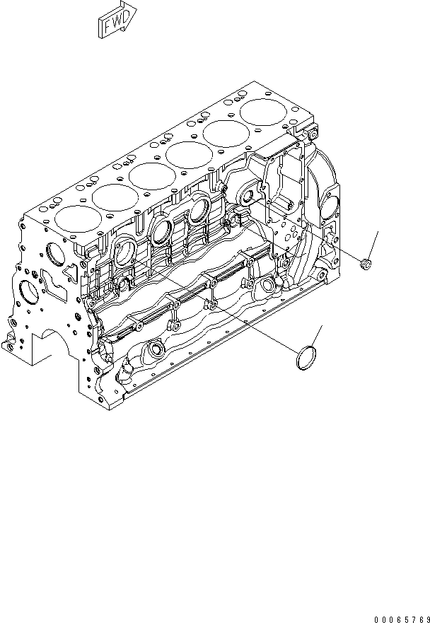 Komatsu parts book diagram for SAA6D107E-1BA S/N .-UP: CYLINDER BLOCK (COOLANT HEATER PORT PLUG)