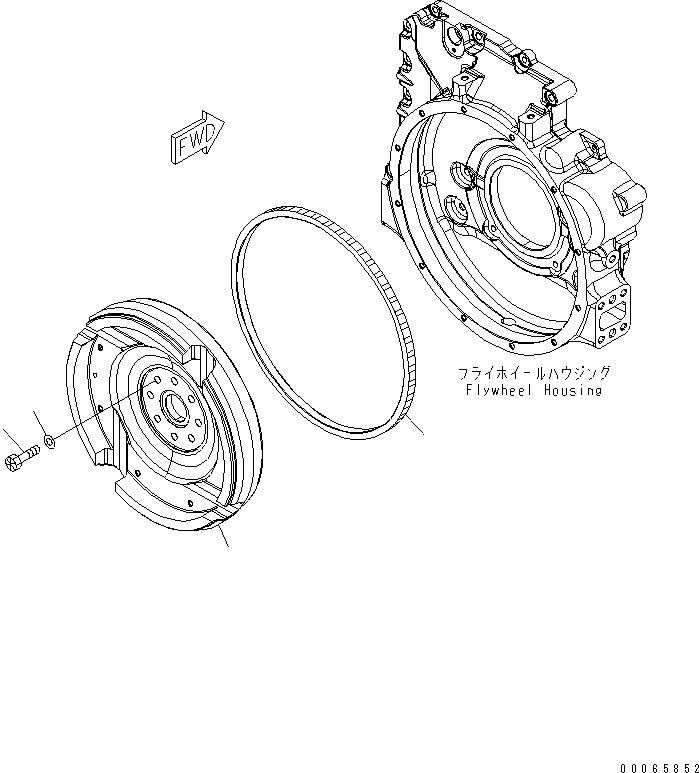Komatsu parts book diagram for SAA6D107E-1BA S/N .-UP: FLYWHEEL AND MOUNTING