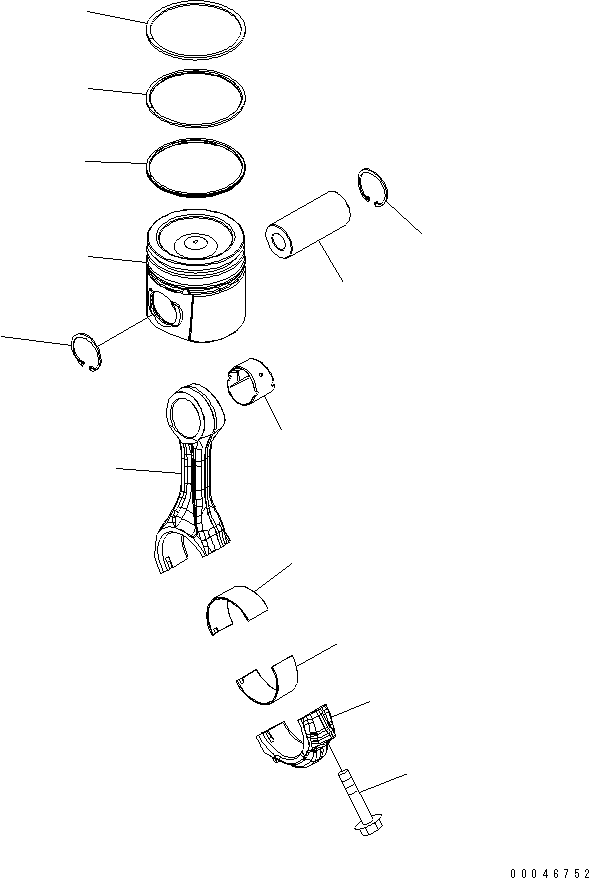Komatsu parts book diagram for SAA6D107E-1BA S/N .-UP: CONNECTING ROD AND PISTON