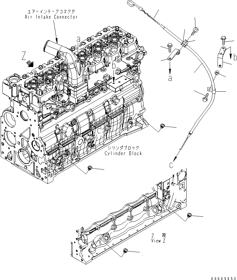 Komatsu parts book diagram for SAA6D107E-1BA S/N .-UP: ENGINE OIL LEVEL GAUGE