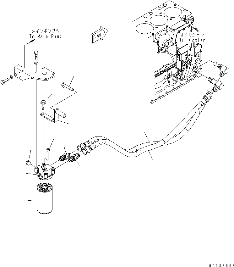 Komatsu parts book diagram for SAA6D107E-1BA S/N .-UP: LUBRICATING OIL FILTER