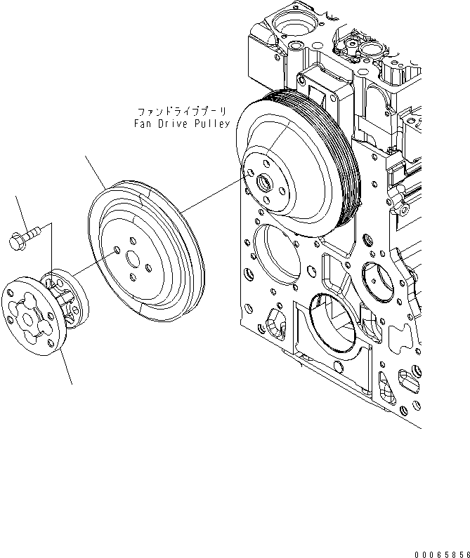 Komatsu parts book diagram for SAA6D107E-1BA S/N .-UP: FAN DRIVE (FOR 183.58MM PULLEY DIA)