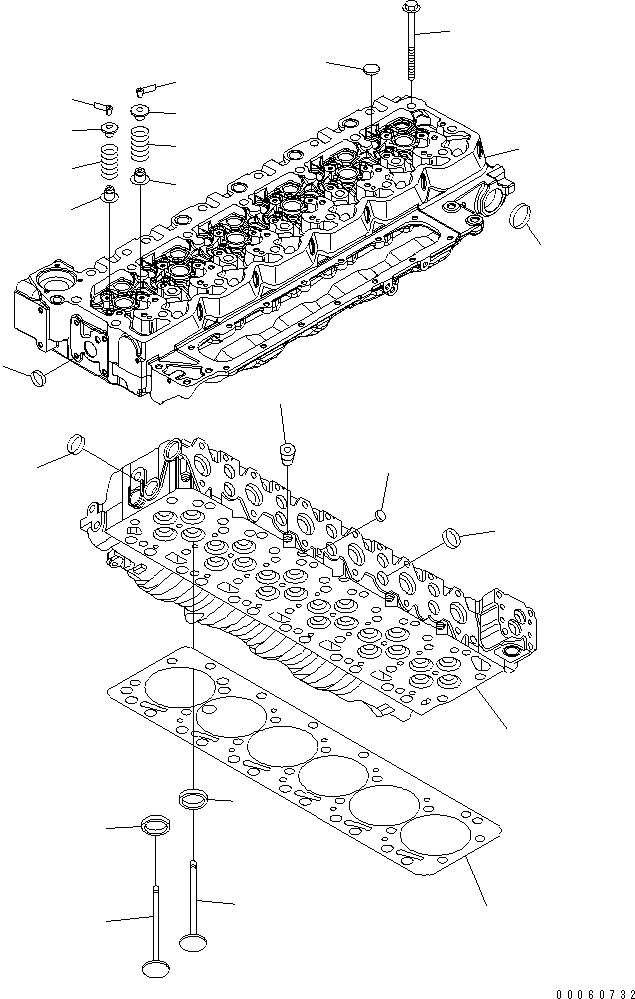 Komatsu parts book diagram for SAA6D107E-1KB-W S/N 30909615-UP: CYLINDER HEAD