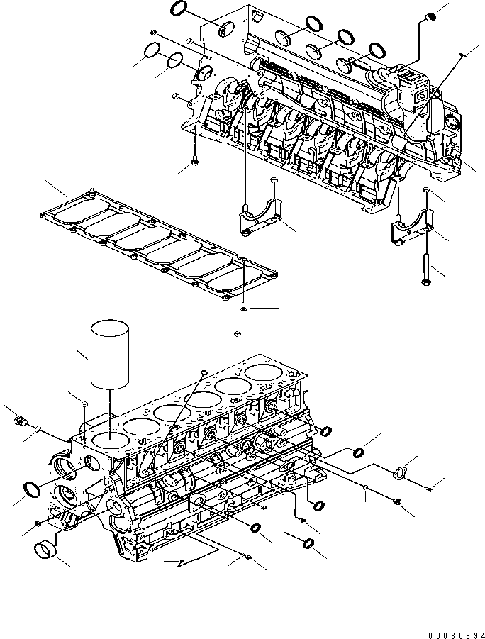 Komatsu parts book diagram for SAA6D107E-1KB-W S/N 30909615-UP: CYLINDER BLOCK