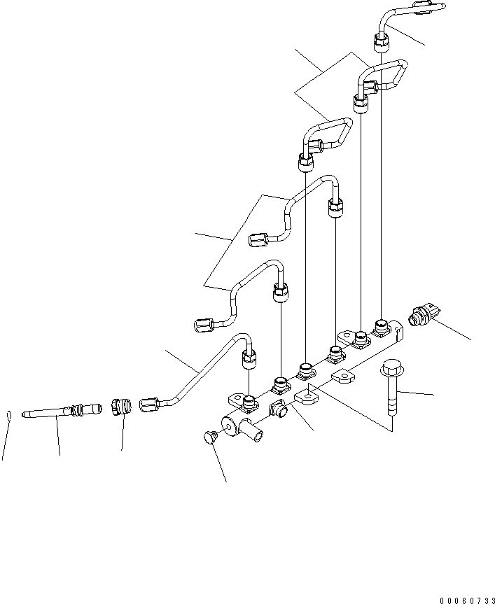 Komatsu parts book diagram for SAA6D107E-1KB-W S/N 30909615-UP: FUEL FILTER PIPING AND COMMON RAIL