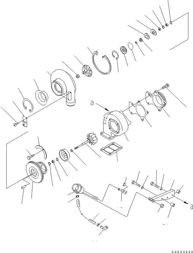 Komatsu parts book diagram for SAA6D114E-3 S/N .-UP: TURBOCHARGER (INNNER PARTS)