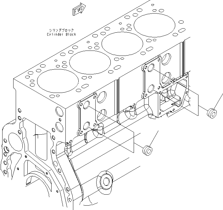 Komatsu parts book diagram for SAA6D114E-3 S/N .-UP: CYLINDER BLOCK (COOLANT PLUG)