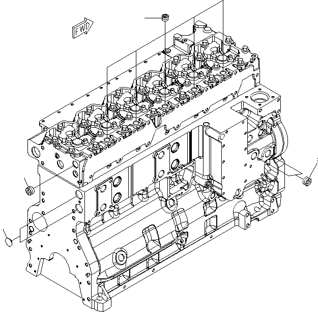 Komatsu parts book diagram for SAA6D114E-3 S/N .-UP: CYLINDER BLOCK (CAB HEATER PLUGS)