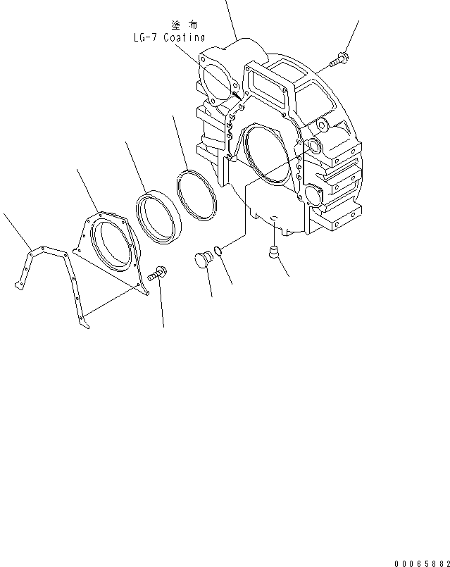 Komatsu parts book diagram for SAA6D114E-3 S/N .-UP: FLYWHEEL HOUSING