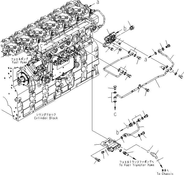 Komatsu parts book diagram for SAA6D114E-3 S/N .-UP: FUEL PIPING
