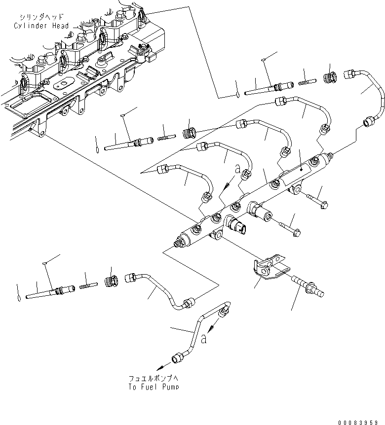 Komatsu parts book diagram for SAA6D114E-3 S/N .-UP: FUEL INJECTION PIPING