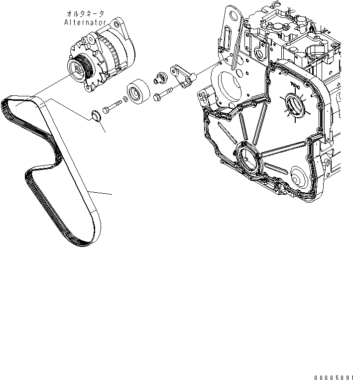 Komatsu parts book diagram for SAA6D114E-3 S/N .-UP: ALTERNATOR DRIVE