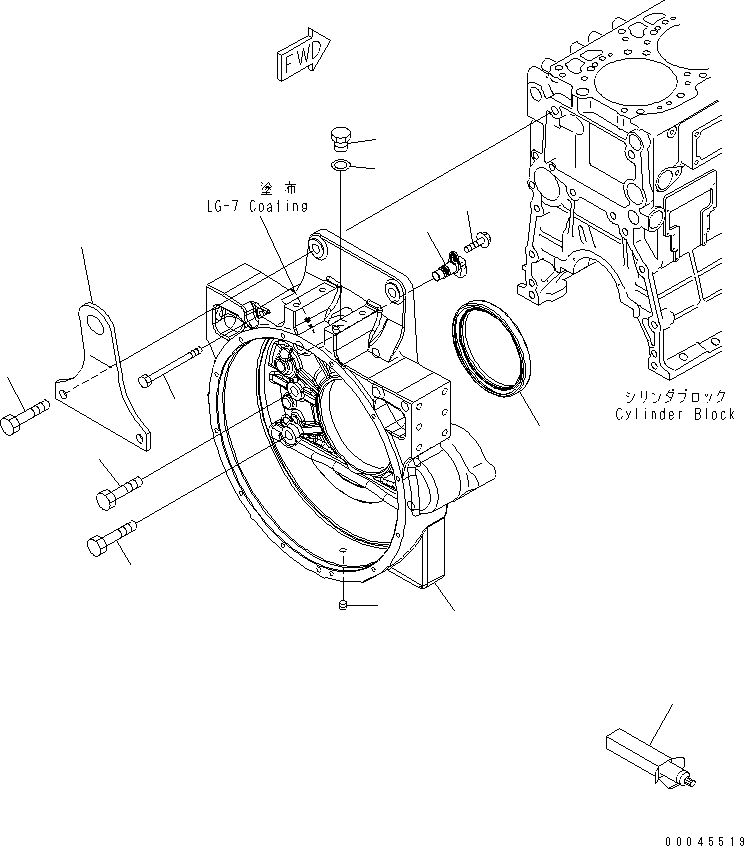 Komatsu parts book diagram for SAA6D125E-5 S/N 560001-UP: FLYWHEEL HOUSING