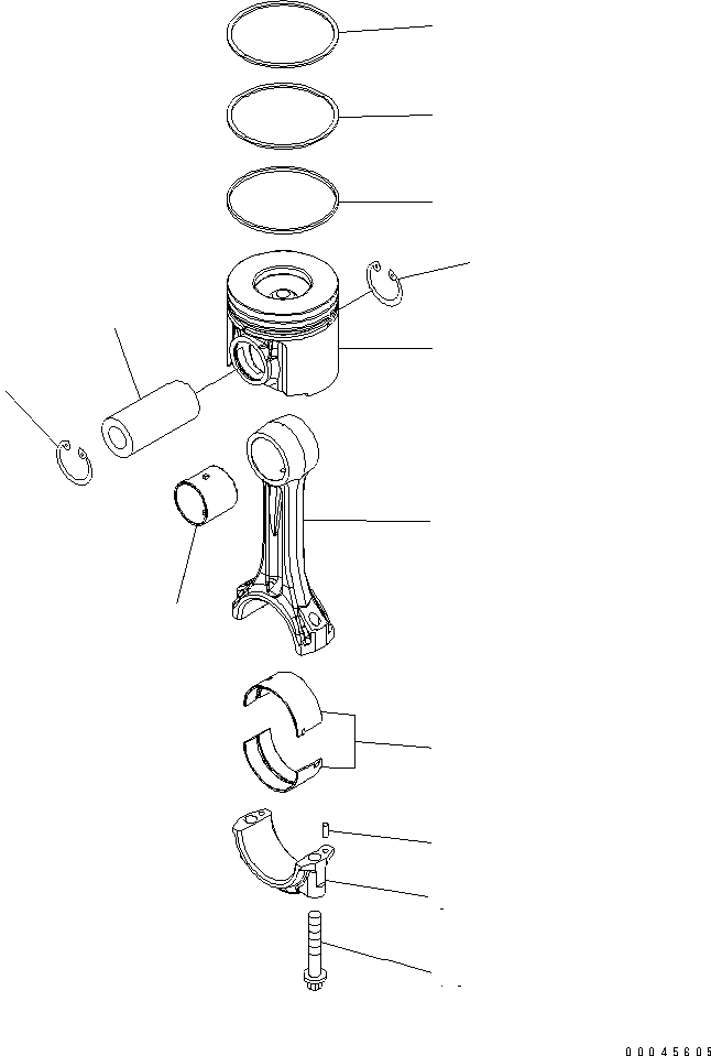 Komatsu parts book diagram for SAA6D125E-5 S/N 560001-UP: PISTON AND CONNECTING ROD