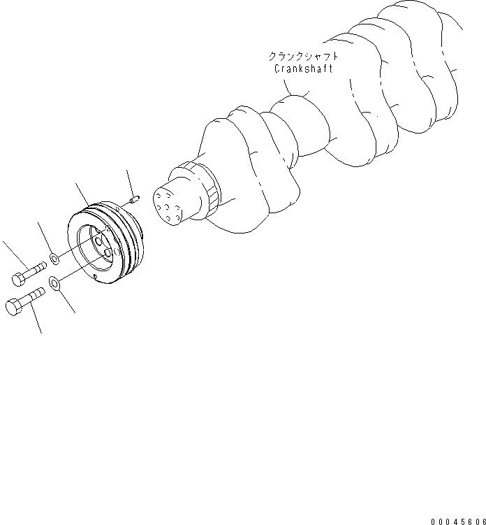Komatsu parts book diagram for SAA6D125E-5 S/N 560001-UP: CRANK PULLEY (HARDENING PULLEY)