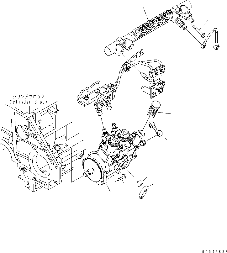 Komatsu parts book diagram for SAA6D125E-5 S/N 560001-UP: FUEL SUPPLY PUMP AND COMMON RAIL