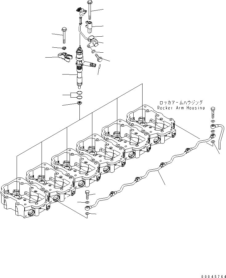 Komatsu parts book diagram for SAA6D125E-5 S/N 560001-UP: FUEL INJECTOR AND SPILL TUBE