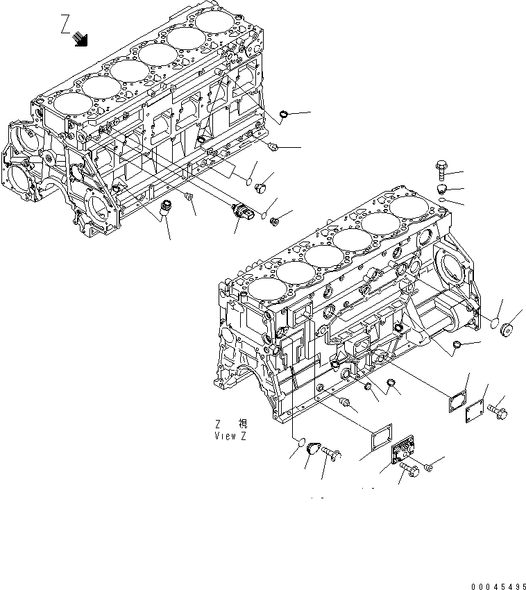 Engines Komatsu / SAA6D125E-5 S/N 560001-UP(SAA6D16E) / CYLINDER BLOCK ACCESSORY (OIL PRESSURE SWITCH AND BLIND COVER)(030170 : A2011-A3K5)