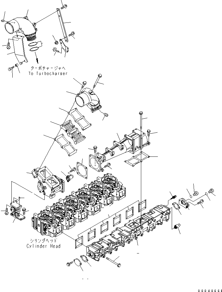 Engines Komatsu / SAA6D140E-5 S/N 530001-UP(SAA6D17E) / AIR INTAKE MANIFOLD AND CONNECTION(#530003-)(030040 : A1310-A4L1)