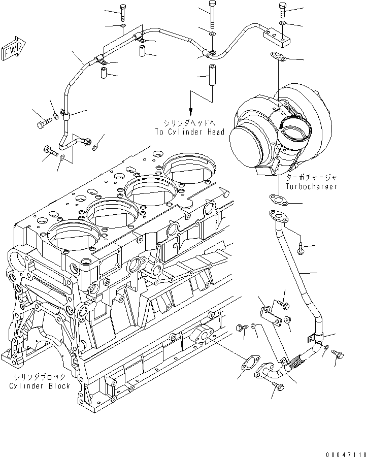 Engines Komatsu / SAA6D140E-5 S/N 530001-UP(SAA6D17E) / TURBOCHARGER WATER PIPING(#530003-)(030080 : A1530-B4L4)