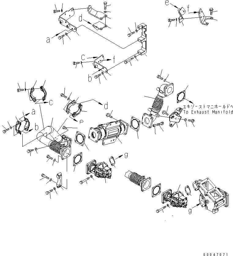 Engines Komatsu / SAA6D140E-5 S/N 530001-UP(SAA6D17E) / EXHAUST GAS RECIRCULATION VALVE (1/7) (COOLER AND VALVE MOUNTING) (WITH BYPASS VALVE)(#530003-530697)(030100 : A1550-A4A4)