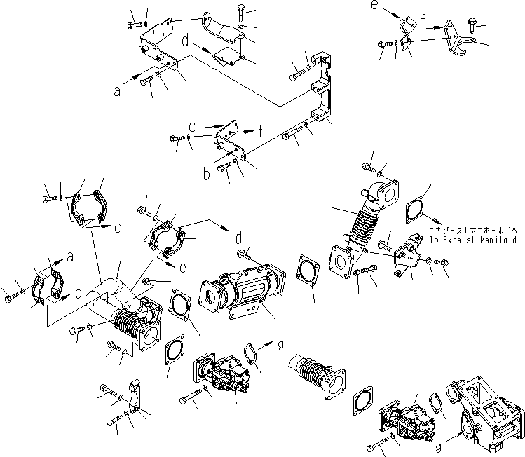 Engines Komatsu / SAA6D140E-5 S/N 530001-UP(SAA6D17E) / EXHAUST GAS RECIRCULATION VALVE (1/6) (COOLER AND VALVE MOUNTING) (WITH BYPASS VALVE)(#530698-)(030110 : A1550-A4A4A)